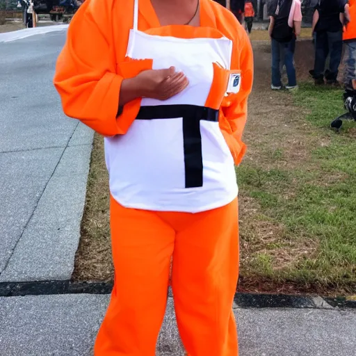 Image similar to chick dressed as an inmate