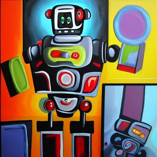 Prompt: recursive image of a robot painting a canvas painting of a robot painting a canvas painting …