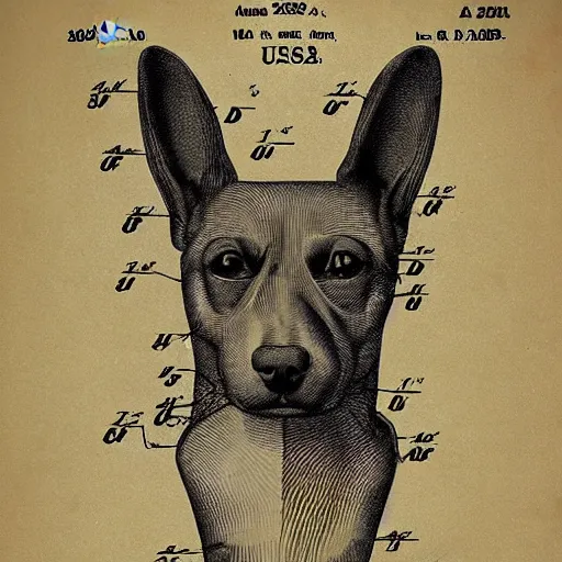 Prompt: 1 9 2 0 s us patent for a dog