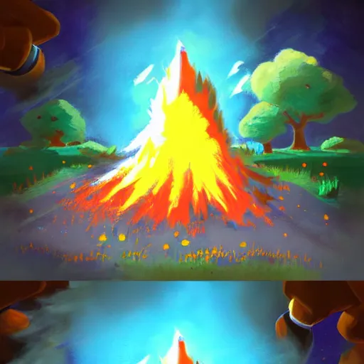 Image similar to beautiful painting of a nuclear explosion legend of zelda breath of the wild hearthstone animal crossing