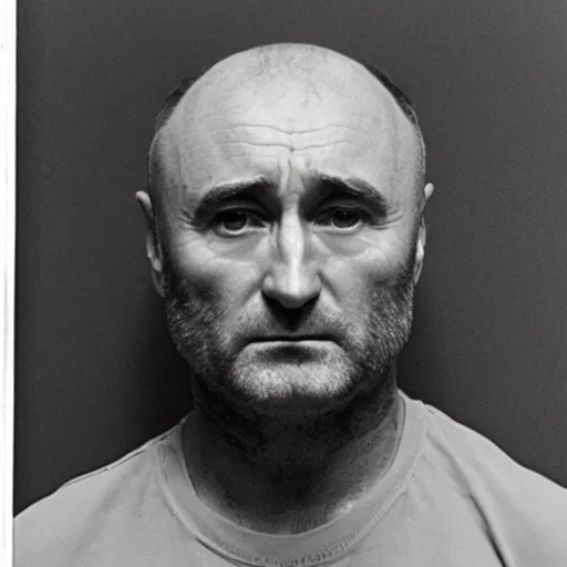 Prompt: mugshot of Phil Collins