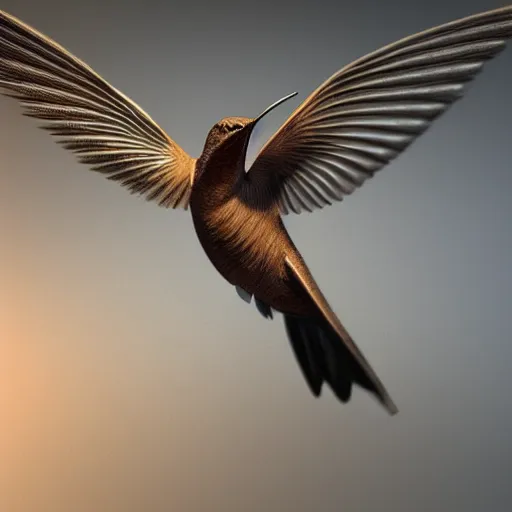 Prompt: gigachad hummingbird, unreal engine realistic render, smooth, sharp focus, trending on artstation by artgerm, adams arthur, digital painting, by mike alfred