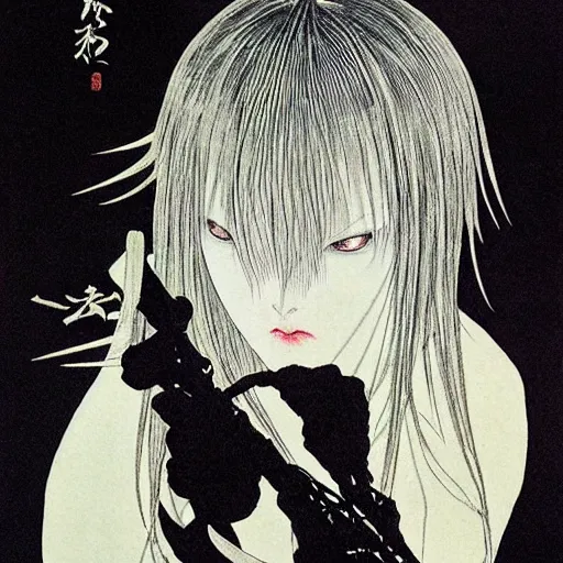 Prompt: prompt : black and white portrait of assassin soft light painted by takato yamamoto, inspired by ghost in shell anime, smooth face feature, intricate oil painting, high detail, sharp high detail, manga and anime 1 9 8 0