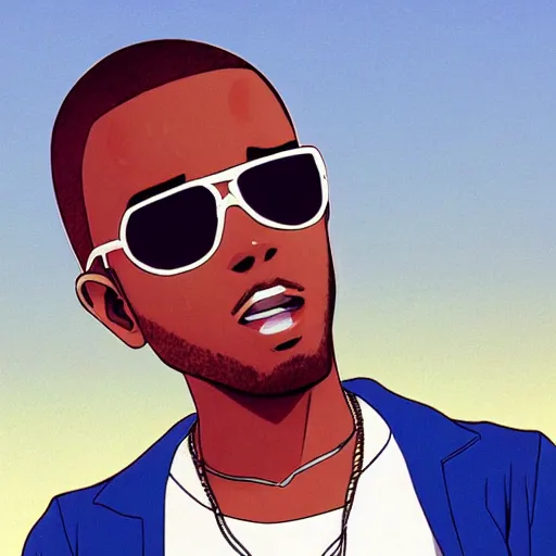 Image similar to anime still of frank ocean