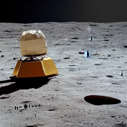 Image similar to photo of Elon Musk on the moon made of cheese, lunar surface made of cheese