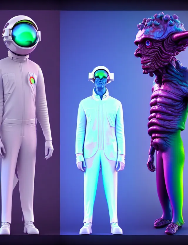 Image similar to max chroma planetary prince character concept fantasy digital 3 d render hyperrealistic octane unreal engine movie cinematic scene in full color scientist gear mad scientist of color max chroma planetary prints by max chroma, greg rutkowsky, android jones, alex grey