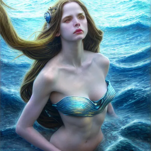 Image similar to sea siren by donato giancola, fantasy, photorealistic, octane render, unreal engine, dynamic lighting, cute face, beautiful girl, beautiful, wlop, cute, perfect factions, perfect woman, trending on artstation, poster, volumetric lighting, very detailed faces, 4 k, award winning