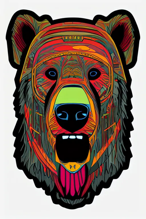 Image similar to portrait of a war bear, art by kiko rodriguez, sticker, colorful, illustration, highly detailed, simple, smooth and clean vector curves, no jagged lines, vector art, smooth