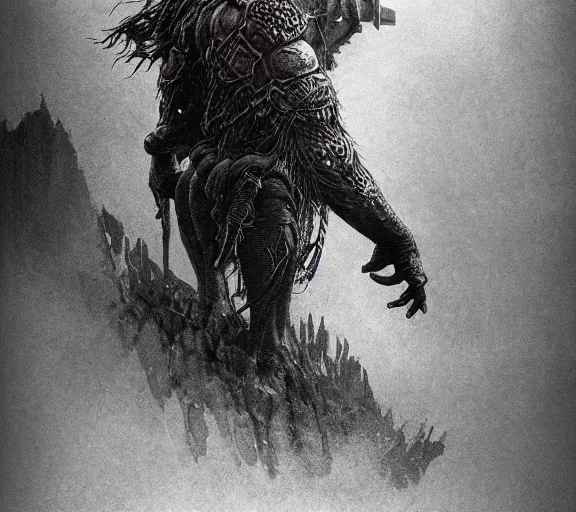 Image similar to minotaur beksinski, wayne barlowe, adrian smith fantasy art, the hobbit art, lord of the ring art, the witcher concept art, trending on artstation, game of throne art