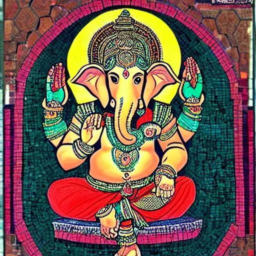 Image similar to a beautiful mosaic of the god ganesh