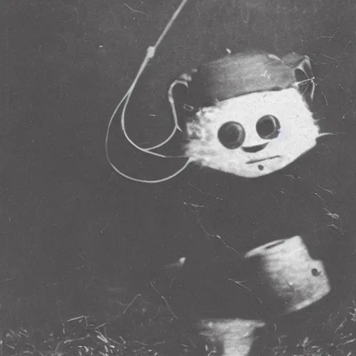 Image similar to 1 9 0 0 s photograph of teemo in the distance, disturbing and creepy