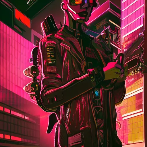 Prompt: cyberpunk character in abstract neon tokyo composition, dark and mysterious, very detailed, very realistic