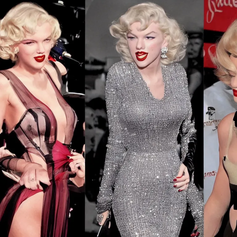 Prompt: marilyn monroe and taylor swift commiting crime together