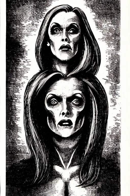 Image similar to dana scully, as a demon from the dictionarre infernal, pen - and - ink illustration, etching by louis le breton, 1 8 6 9, 1 2 0 0 dpi scan, ultrasharp detail, hq scan, intricate details, stylized border