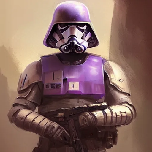 Image similar to concept art of a portrait by greg rutkowski, a soldier of the eternal empire wearing purple and white tactical gear, star wars expanded universe, smooth, sharp focus, artstation hq.