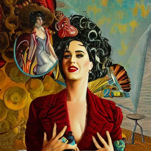 Prompt: portrait of katy perry, painting by by ralph grady james, jean christian biville, michael kaluta