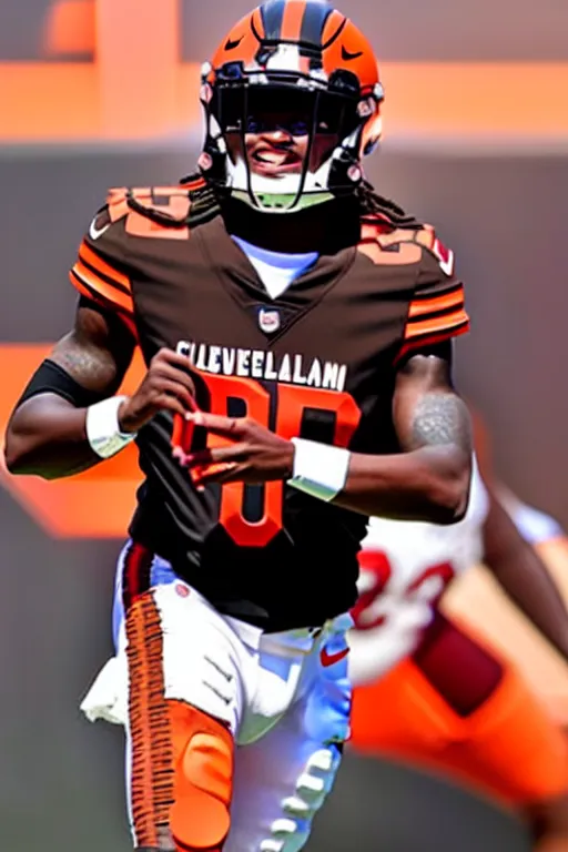 Prompt: lamar jackson in a cleveland browns uniform