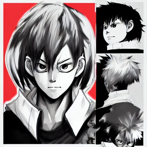 Image similar to Portrait of Shoto Todoroki from My Hero Academia, in the art style of Yoji Shinkawa, trending on Art Station, highly detailed, concept art, great composition