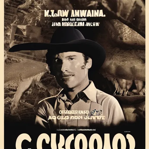 Image similar to a movie poster of a crocodile cowboy