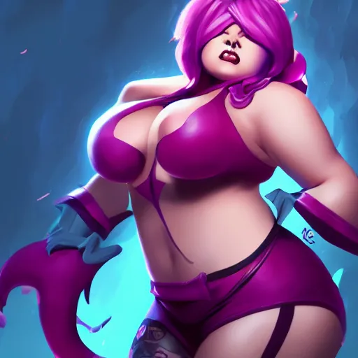 Image similar to fat evelynn, trending on artstation, riot games