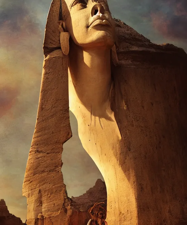 Image similar to epic professional digital art the sphinx, horrific yet beautiful vibe, evocative, atmospheric lighting, painted, intricate, highly detailed, by leesha hannigan, wayne haag, reyna rochin, ignacio fernandez rios, mark ryden, iris van herpen, artstation, cgsociety, stunning, gorgeous, sharp focus, cinematic, masterpiece