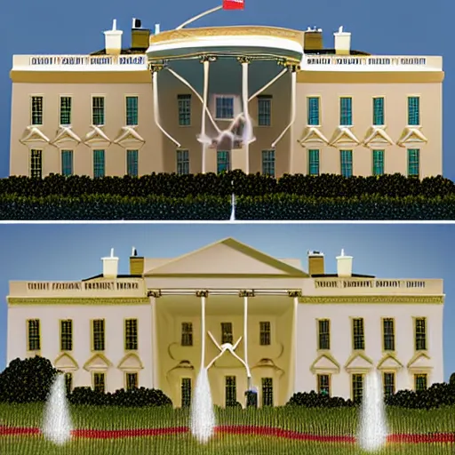 Prompt: the white house but it's made out of different cheeses