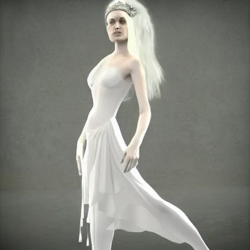 Prompt: goddess, pale, holy, gorgeous, white dress Daz 3D, high fantasy