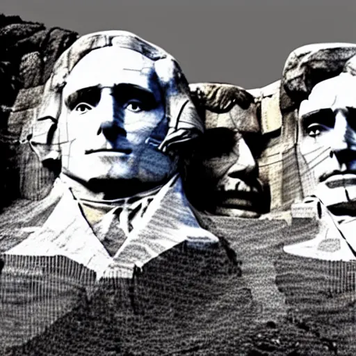 Image similar to a photo of mount rushmore after donald trump's face had been added