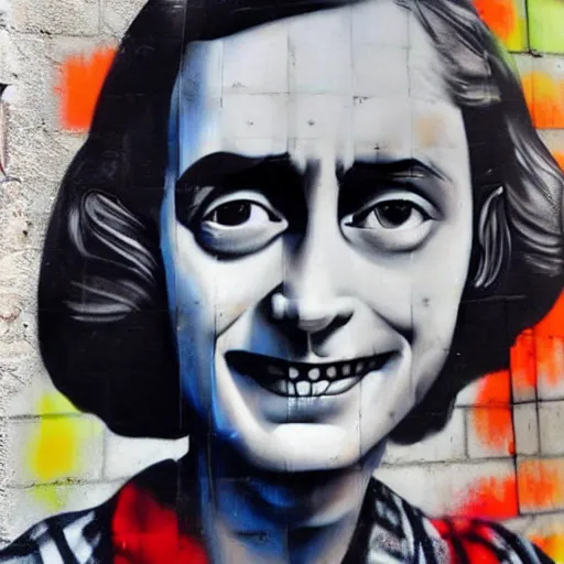 Prompt: Anne Frank By Eduardo Kobra, Eduardo Kobra Artist, Kobra Graffiti, Street Art by Eduardo Kobra