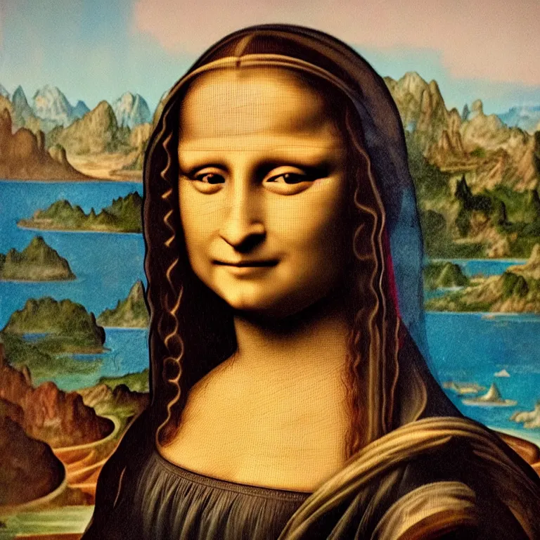 Prompt: Street-art portrait of Mona Lisa in style of Etam Cru, photorealism