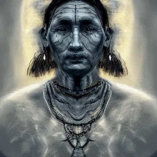 Prompt: a shaman portriat, digital art, amazing lighting