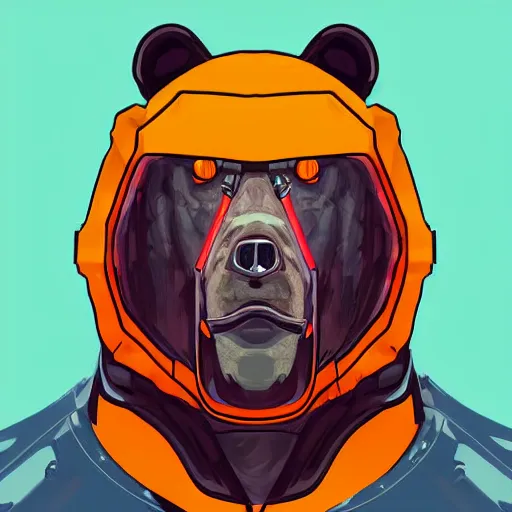 Image similar to portrait of full body bear beast-man wearing a hazmat suit, digital art, concept art, highly detailed, sharp focus