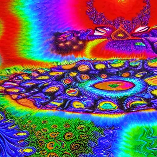 Image similar to psychedelic chtulu in wonderfull coloured world