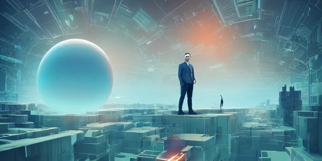 Image similar to making a world with happy people made by tech companies stabilityai with ceo emad mostaque. their goal is to gain money and power, by beeple, digital art, 3 2 k, making money power