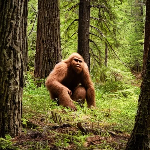 Image similar to Sasquatch Bigfoot peeking out from forest