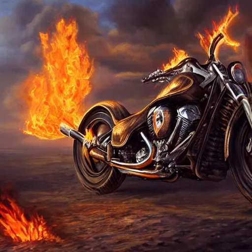 Prompt: Ghost rider oil painting hyper realistic 4K quality