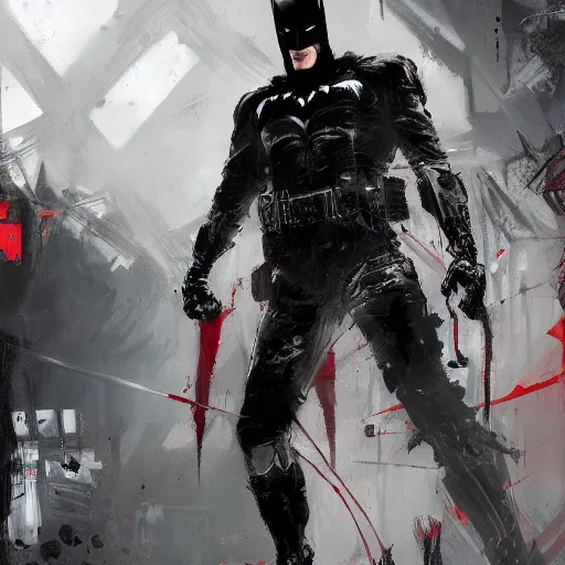 Prompt: Batman who laughs, paint by Wadim Kashin