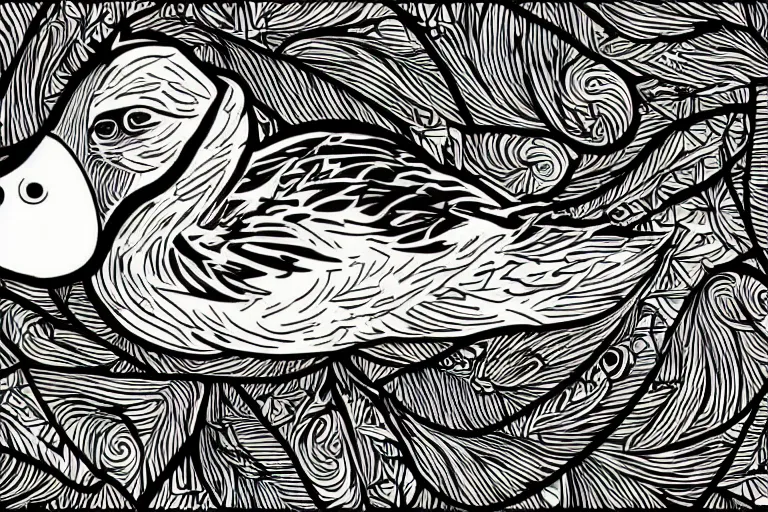 Prompt: a vector illustration of a smoking duck in lowbrow art style, highly detailed, elegant, intricate