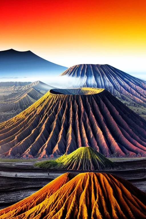 Prompt: bromo mountain, aesthetic, fantasy, pop art, by mike swiderek, jorge lacera, ben lo, tyler west, ultrarealistic, sharp focus, rendered by photoshop