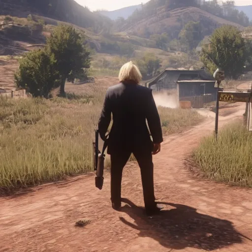 Image similar to Boris Johnson in Red Dead Redemption 2, game screenshot