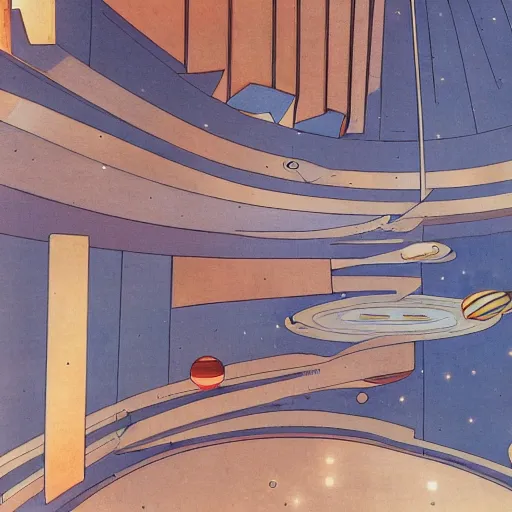 Prompt: Liminal space in outer space by Frank Lloyd Wright, colorized