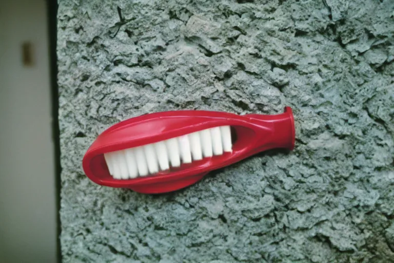 Prompt: a photo of a fleshy toothbrush mule in its natural habitat, kodak ektachrome e 1 0 0 photography