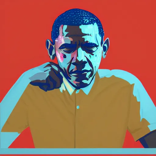 Image similar to Barak Obama profile picture by Sachin Teng, asymmetrical, Organic Painting , Matte Painting, geometric shapes, hard edges, graffiti, street art:2 by Sachin Teng:4