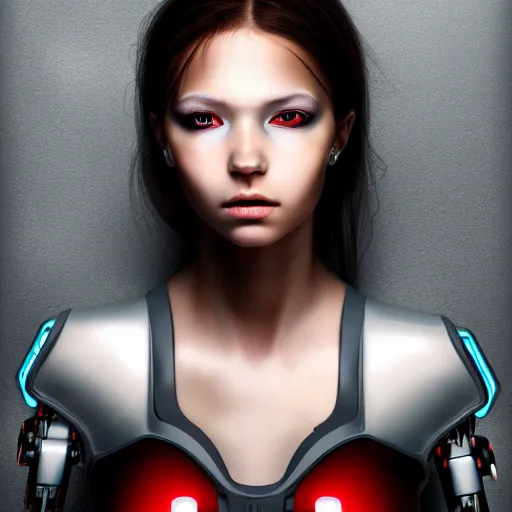 Image similar to beautiful girl cyborg, fullbody, full shot, hyper realisti, artstaition, deviantart