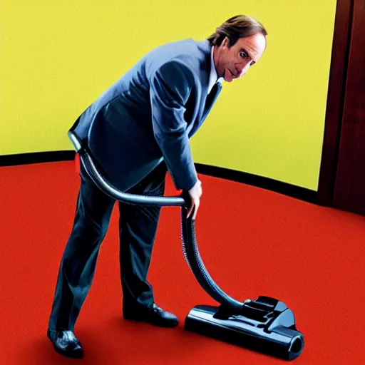 Image similar to saul goodman vacuuming the floor