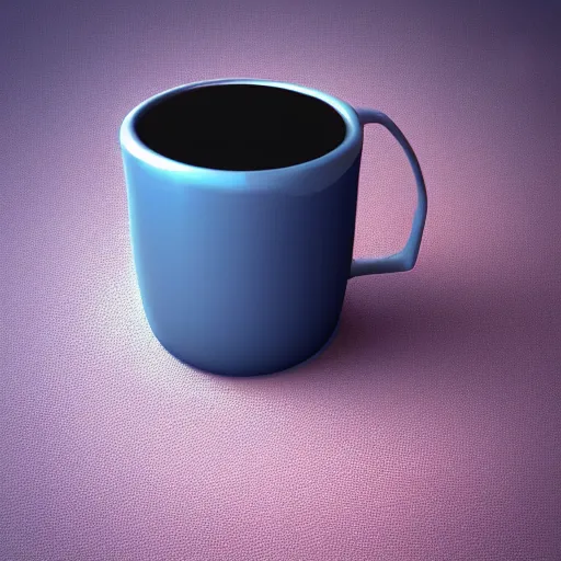 Prompt: “3D render of a mug with glasses.”