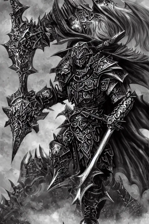 Image similar to chaos warrior, fantasy, warhammer, highly detailed, digital art, sharp focus, trending on art station, kentaro miura manga art style