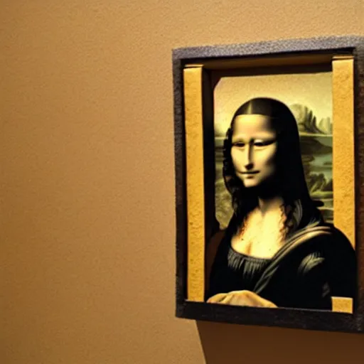 Prompt: sculpture of mona lisa made by a child