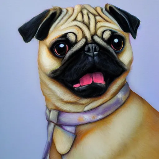 Image similar to A cute pug painted by Jana Schirmer