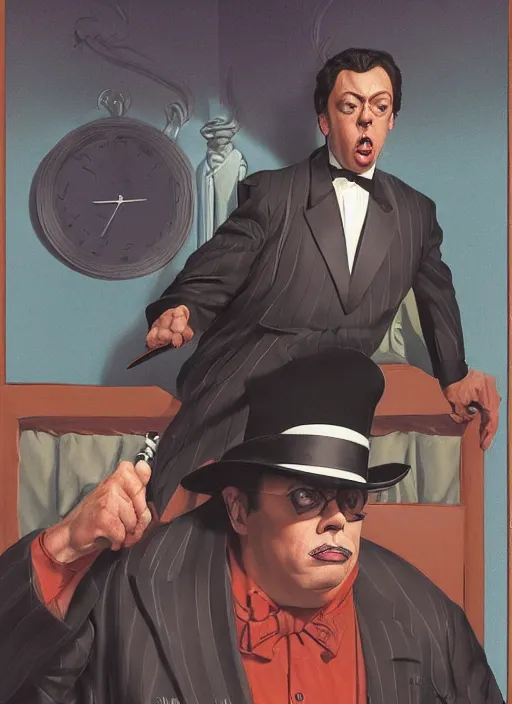 Image similar to portrait of tim curry as wadsworth in clue ( 1 9 8 5 ), highly detailed, centered, solid color background, digital painting, artstation, concept art, smooth, sharp focus, illustration, jason edmiston, donato giancola, joseph christian leyendecker, les edwards, ed repka, wlop